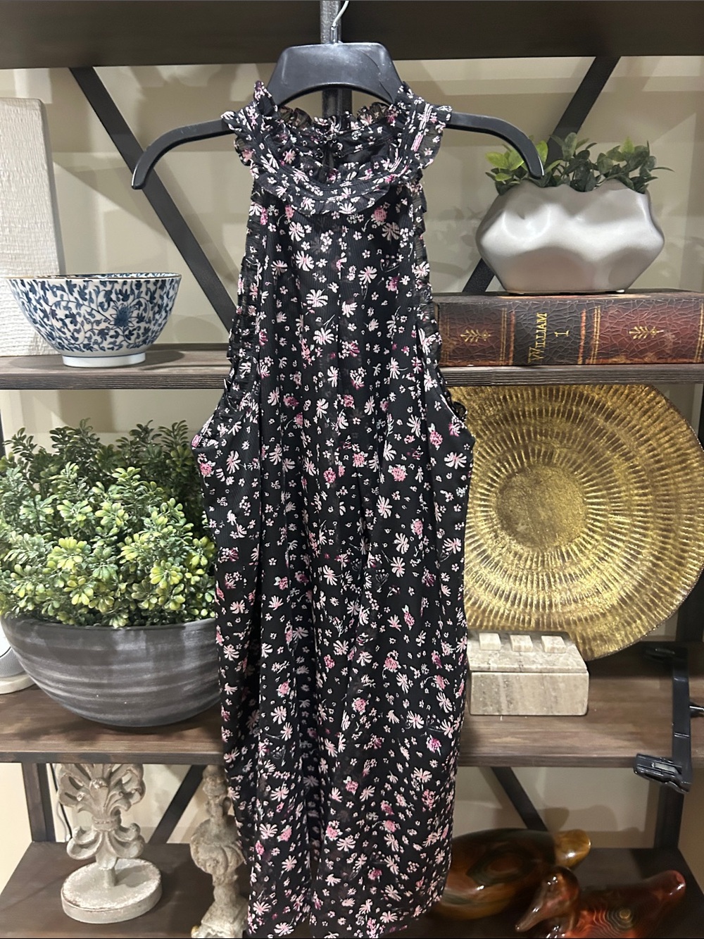 BCBGeneration Black Dress with Pink & White Floral Print